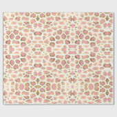 Elegante luipaardprint gouden folie roze witte gir cadeaupapier (Vlak)