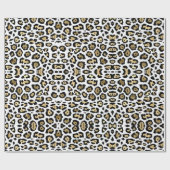 Elegante luipaardprint gouden folie zwart wit chic cadeaupapier (Vlak)