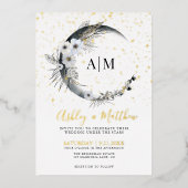 Élégante Lune Céleste Mariage Foil Invitation (Recto)
