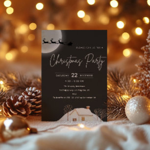 Élégante Lune Fête de Noël Invitation