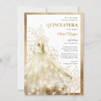 Elegante lux gouden formele jurk glamour Quinceañe Kaart