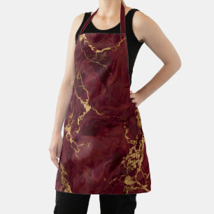 Elegante luxe burgundyrood goud marmer schort