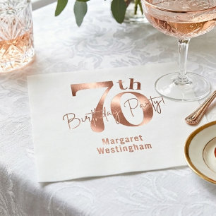 Elegante Luxe Chic Roze Goud 70e Verjaardag Servet