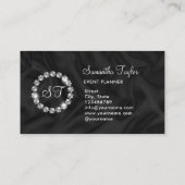 Elegante Luxe Diamanten Ring Glitter Zwart zijde Visitekaartje (Achterkant)