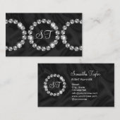 Elegante Luxe Diamanten Ring Glitter Zwart zijde Visitekaartje (Voorkant / Achterkant)