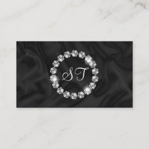 Elegante Luxe Diamanten Ring Glitter Zwart zijde Visitekaartje