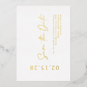 Elegante Luxe Echt Goud Folie Save the Date Folie Uitnodiging