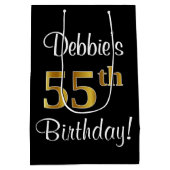 Elegante, luxe, Faux Gold look 55e verjaardag Medium Cadeauzakje (Achterkant)
