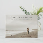 Elegante luxe formele foto donkerblauwe bruiloft save the date (Staand voorkant)