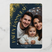 Elegante luxe gelukkige Hanukkah | Moderne groet Folie Uitnodiging (Voorkant)