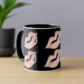 Elegante Luxe Glam Roos Gouden Lippen & Zwarte Mod Mok