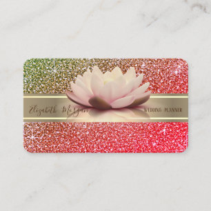 Elegante luxe glitter, gouden streep, lotus ombre visitekaartje