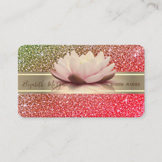 Elegante luxe glitter, gouden streep, lotus ombre visitekaartje
