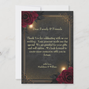 Elegante Luxe Goth Glam Bruiloft Bedankkaart