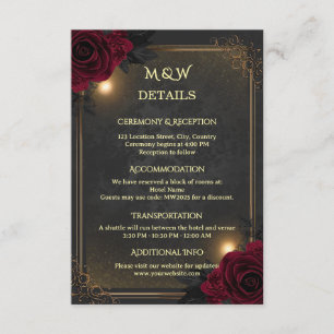 Elegante Luxe Goth Glam Bruiloft Informatiekaartje