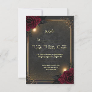 Elegante luxe goth glamour bruiloft RSVP kaartje