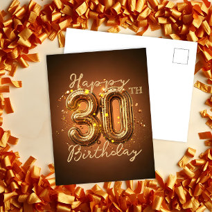 Elegante Luxe Goud Bruin 30e Verjaardag Briefkaart