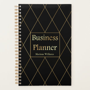 Elegante Luxe Goud Zwart Geometrische Zaken Planner
