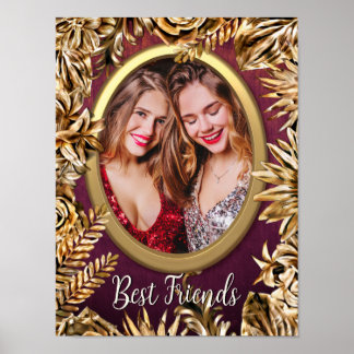 Elegante luxe gouden bloemen voeg uw foto aanpasse poster