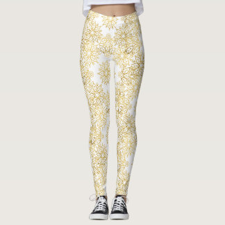 Elegante Luxe Gouden Bloemrijke Mandala Patroon Leggings