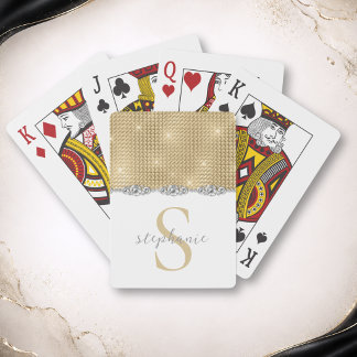 Elegante luxe gouden diamanten aangepaste monogram pokerkaarten