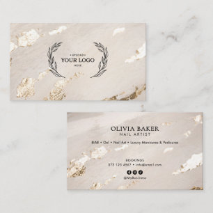 Elegante Luxe Gouden Nagelsalon/Technicus Logo Visitekaartje