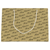 Elegante luxe gouden script vrolijke kerst groot cadeauzakje (Voorkant)