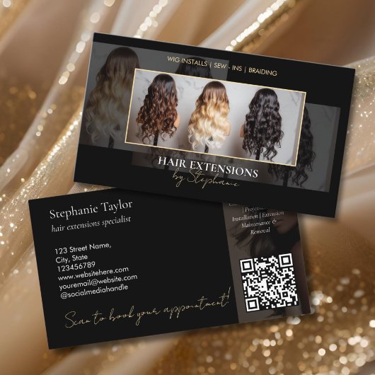Elegante luxe haar extensies pruik installaties fo visitekaartje