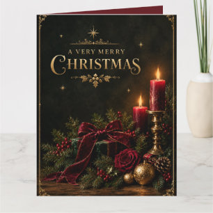 Elegante luxe kerstkaart, fluwelen strik kaart