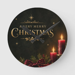 Elegante luxe kerstkaart, fluwelen strik ronde klok