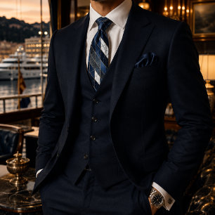 Elegante luxe marineblauwe marmeren mozaïek stropdas