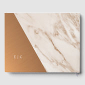 Elegante luxe marmeren koper monogram bruiloft gastenboek (Achterkant)