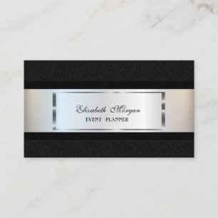 Elegante luxe Modern, Zilveren Frame ,Zwart Visitekaartje