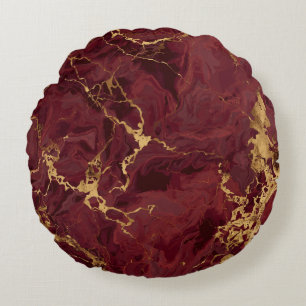 Elegante luxe moderne burgundy goud marmer rond kussen