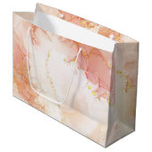 Elegante luxe perzik en gouden marmeren effect groot cadeauzakje (Voorkant Gekanteld)