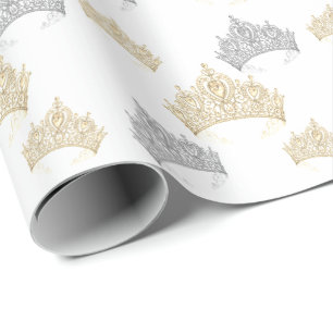 Elegante luxe Princess Gold Silver Crown Cadeaupapier