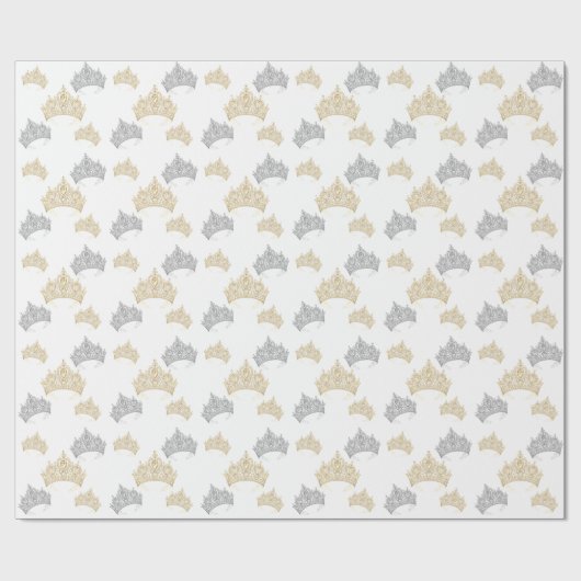 Elegante luxe Prinses Goud Zilveren Kroon Cadeaupapier (Vlak)