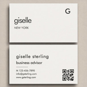 Elegante luxe QR-code minimalistisch monogram Visitekaartje