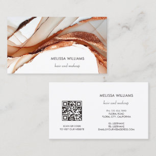 Elegante Luxe Roze Goud 3D Abstracte   QR Code Visitekaartje