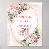 Elegante luxe roze gouden 50e verjaardag tafelmode poster (Voorkant)