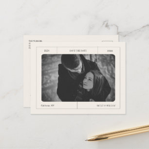 Elegante Luxe Vintage Klassieke Foto Bruiloft Briefkaart