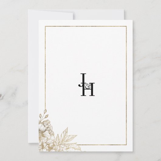 Elegante luxe wit en gouden bloemen Save the Date Kaart (Achterkant)