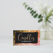 Elegante luxe zwart Sinaasappel sprankelende glitt Visitekaartje (Staand voorkant)