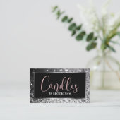 Elegante luxe zwart zilver sprankelende glitter visitekaartje (Staand voorkant)