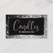 Elegante luxe zwart zilver sprankelende glitter visitekaartje (Voorkant)