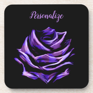 Elegante & Luxueuze Paarse Neon Roos Gepersonalise Bier Onderzetter