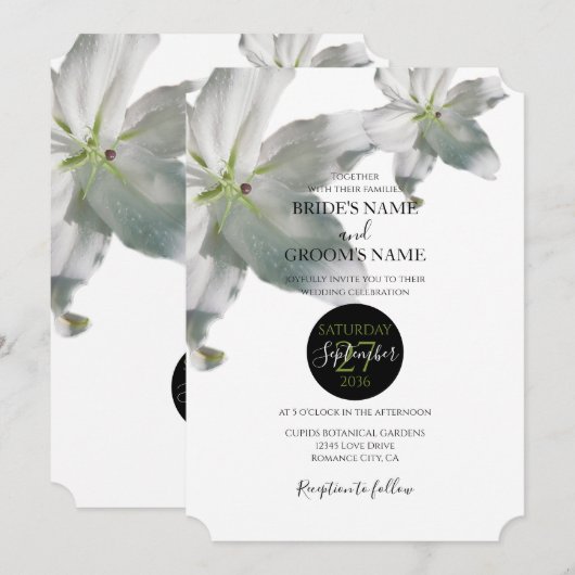 Élégante Lys blancs Invitations de mariage (Devant / Derrière)