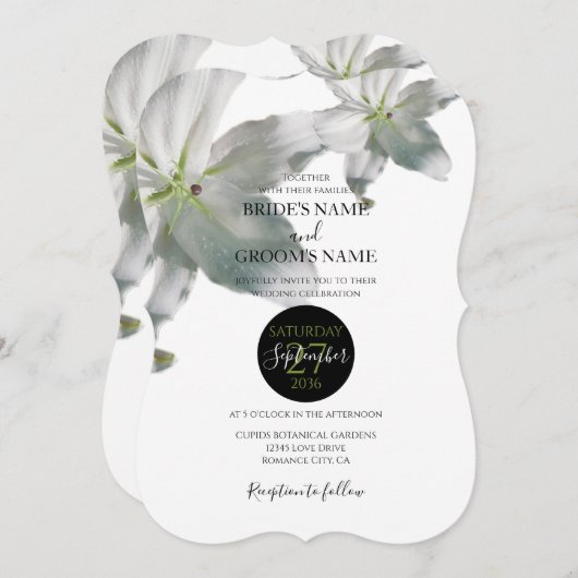Élégante Lys blancs Invitations de mariage (Devant / Derrière)