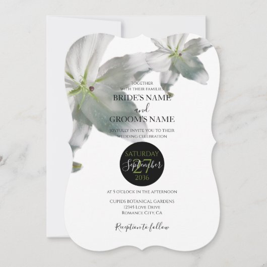 Élégante Lys blancs Invitations de mariage (Devant)
