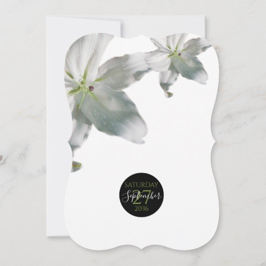 Élégante Lys blancs Invitations de mariage (Dos)